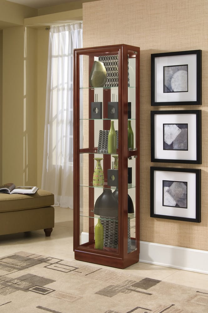Pulaski Tall Traditional 5 Shelf Curio Cabinet In Cherry 21000 View 3
