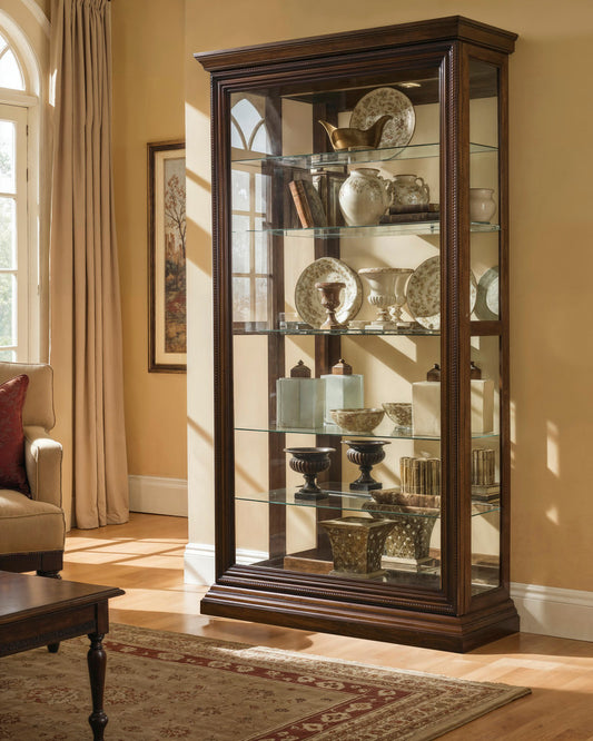 Pulaski Two Way Sliding Door Curio In Dark Wood 21015 View 2