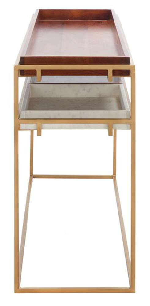 Safavieh - Akari Marble Console Table - Brown - White - CNS3700A veiw 4