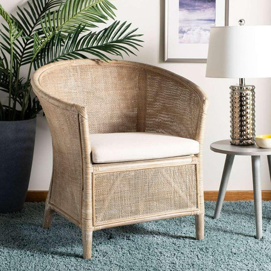 Safavieh - Alexana Rattan Armchair - White - Grey White Wash - ACH6502A veiw 2