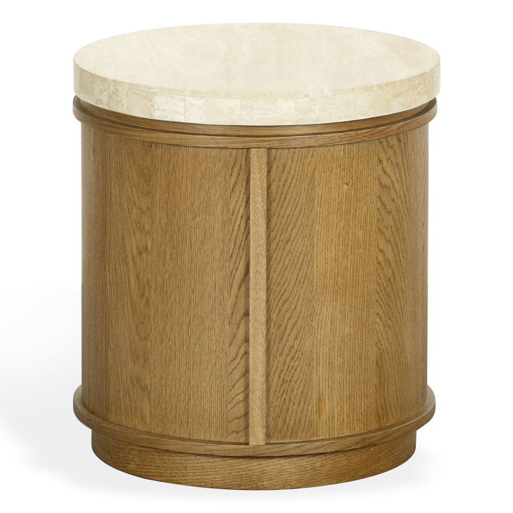 Safavieh - Alysandria Round Travertine Top Accent Table / Brown Oak / Travertine - SFV2252B view 3