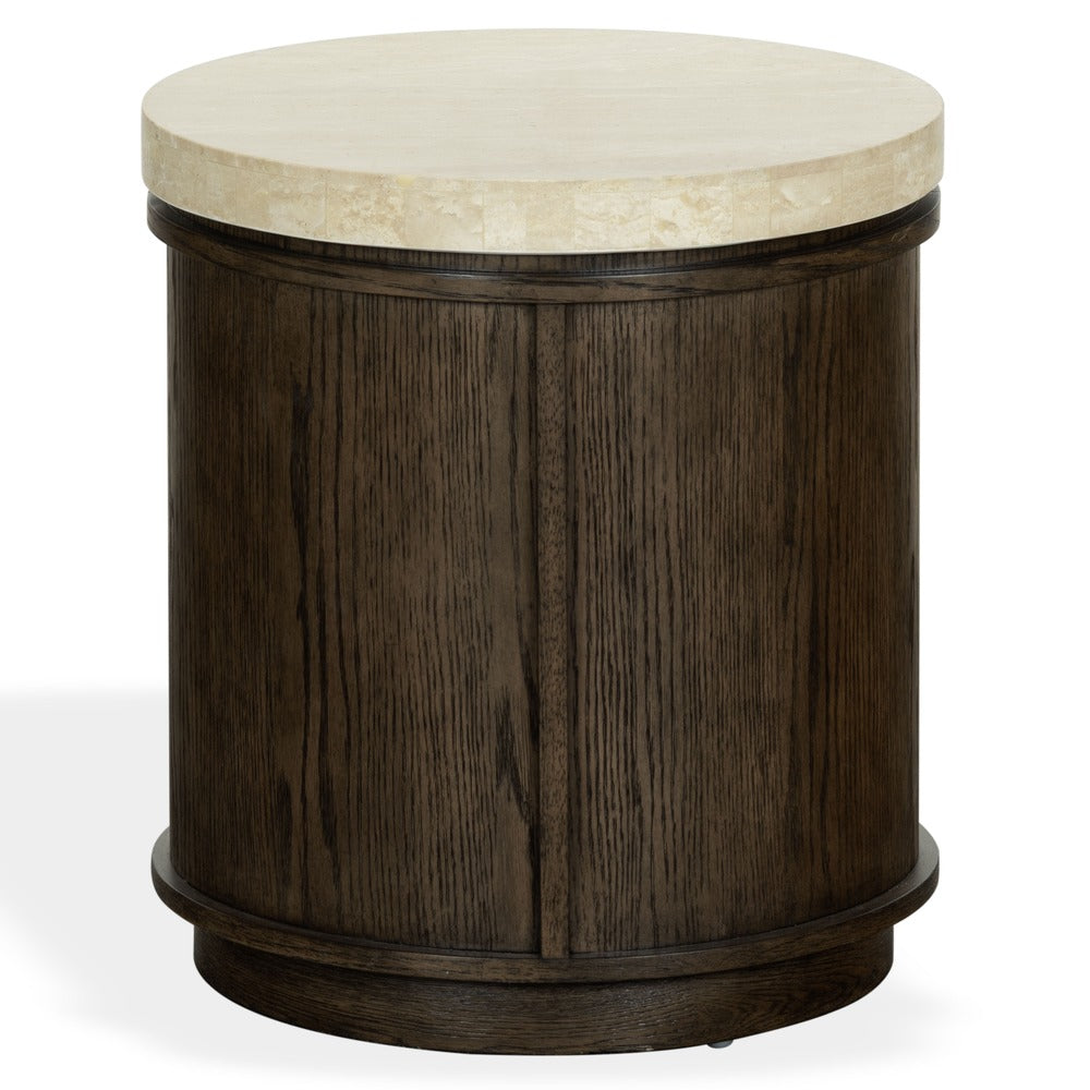 Safavieh - Alysandria Round Travertine Top Accent Table / Dark Brown Oak / Travertine - SFV2252A view 3