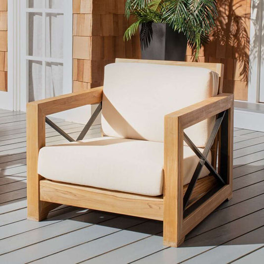Safavieh - Couture - Andros Teak Patio Chair - Natural - Beige - CPT1045A veiw 2