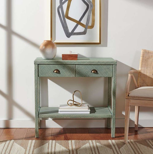 Safavieh - Asa 2 Drw 1 Shlf Console Table - Turquoise - Antique Gold - CNS6602A veiw 2