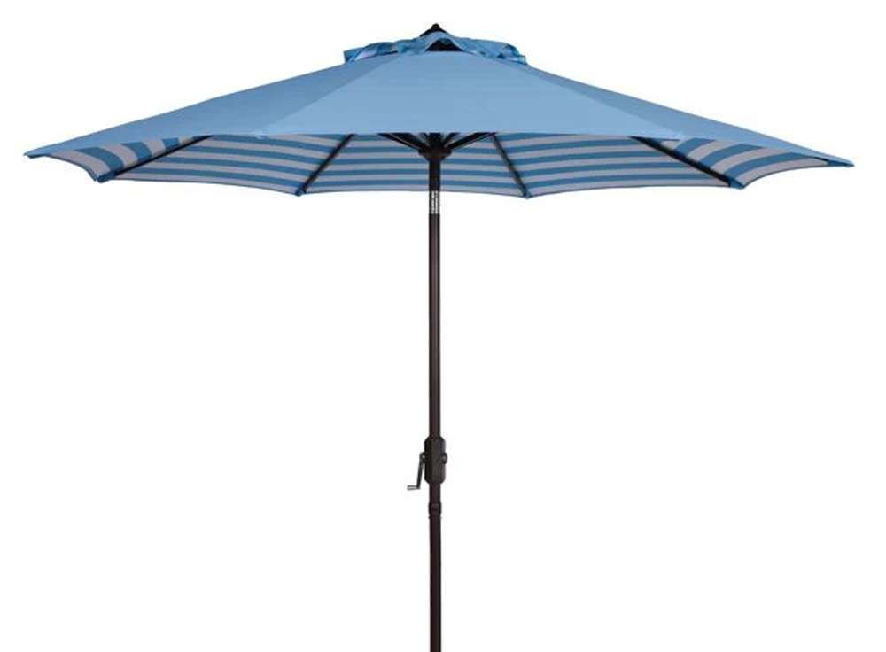 Safavieh - Athens 11Ft Crank Umbrella - Baby Blue - White - PAT8107C veiw 1