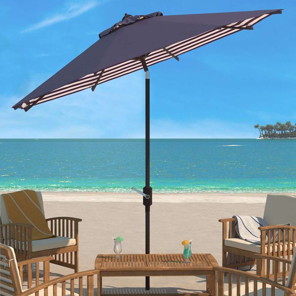 Safavieh - Athens 11Ft Crank Umbrella - Navy - White - PAT8107A veiw 2