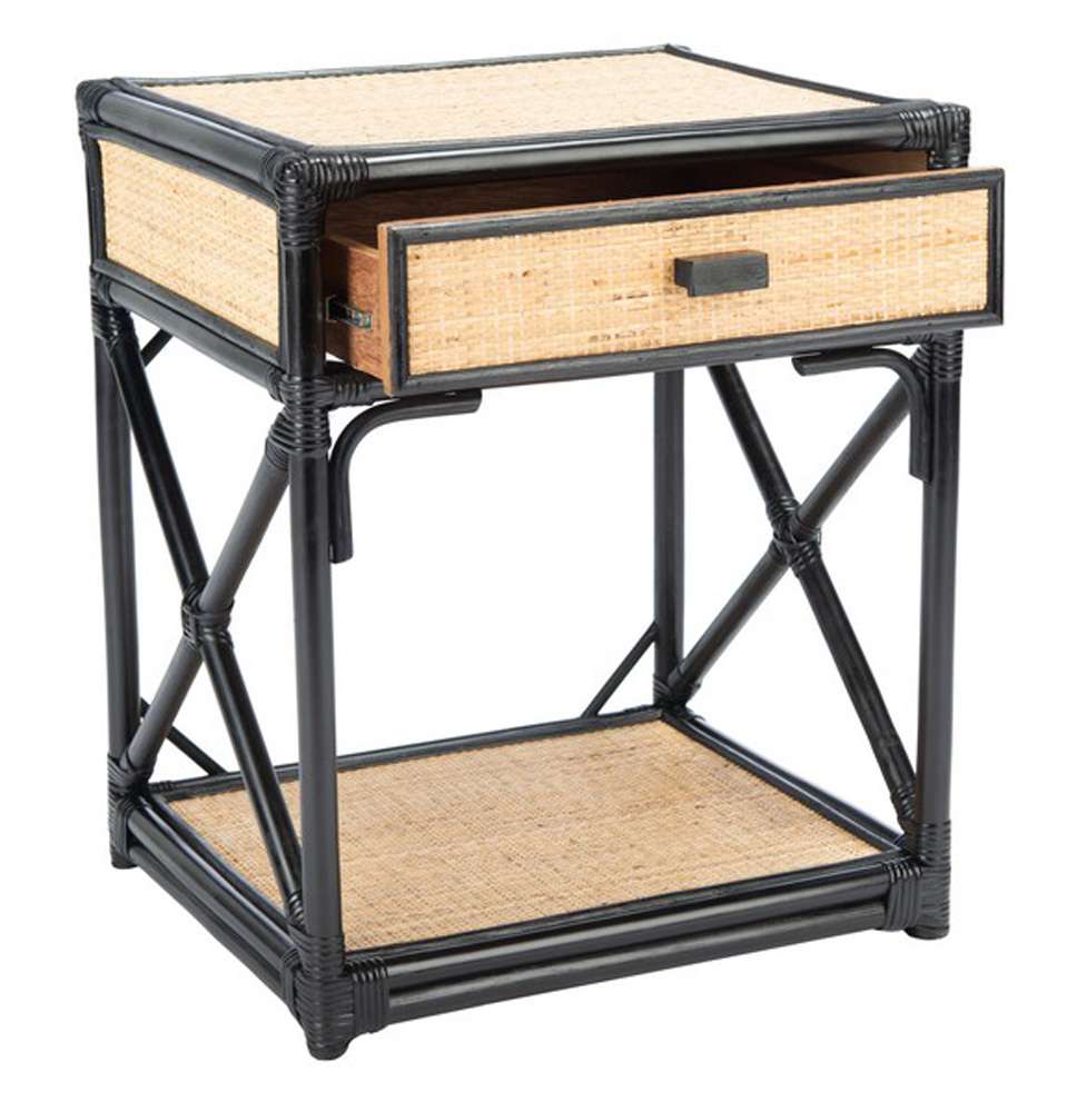 Safavieh - Bali 1 Draw 1 Shelf Nightstand - Black - Natural - NST4001C veiw 4