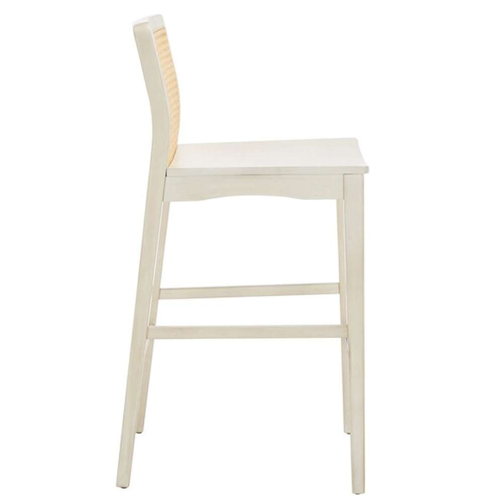 Safavieh - Benicio Rattan Bar Stool - White - Natural (Set of 2) - BST1507B-SET2 veiw 4