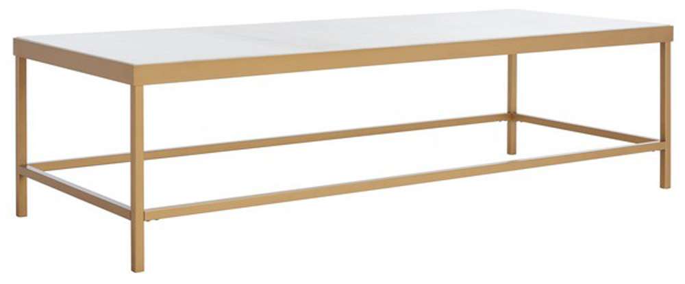 Safavieh - Couture - Caralyn Rect Marble Coffee Tab - White - Brass - SFV9513A veiw 4