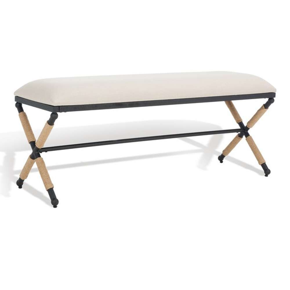 Safavieh - Couture - Carmelo Hemp Wrapped Bench - Beige - Black - SFV2121A veiw 4
