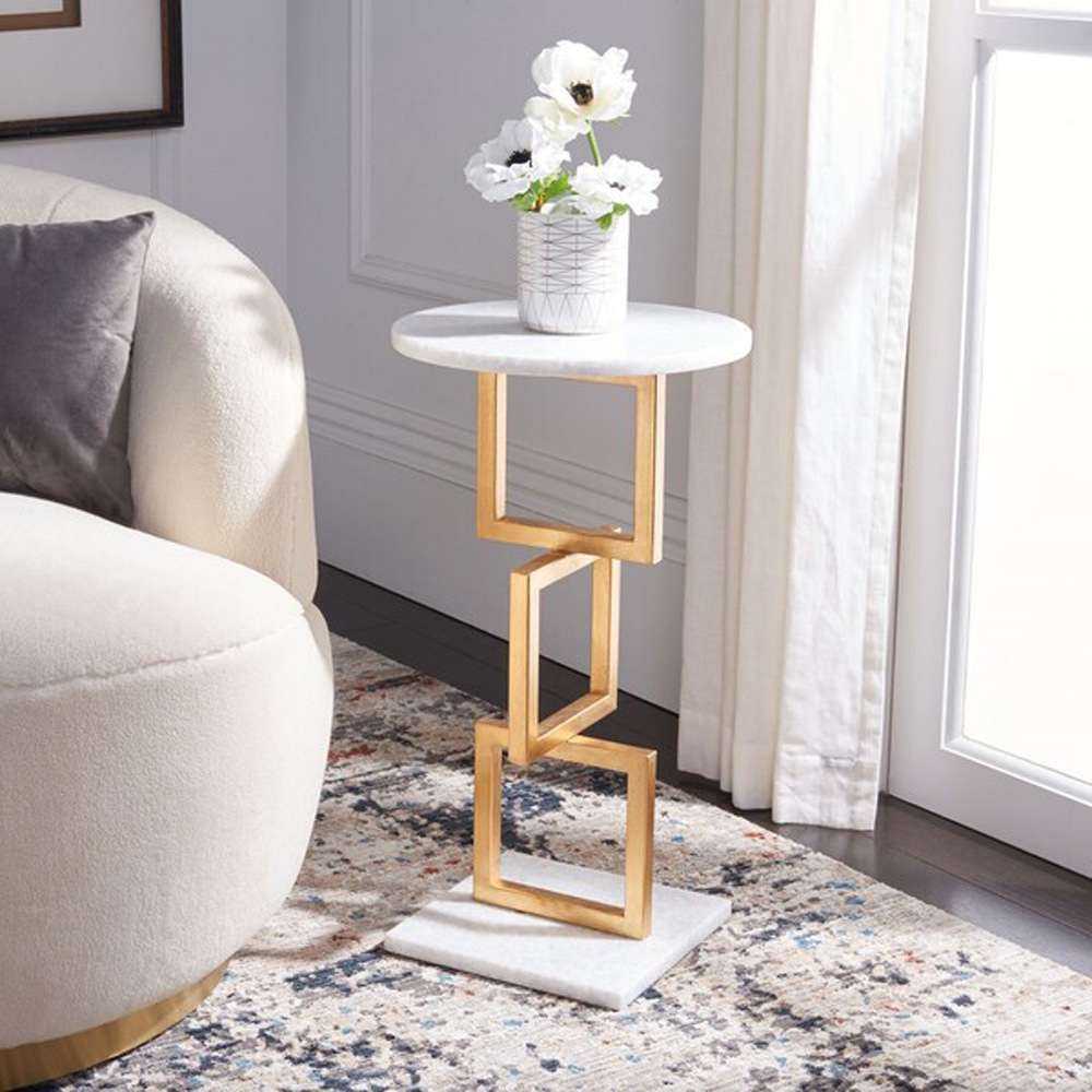 Safavieh - Cassidy Accent Table - Gold - White - FOX2531B view 2