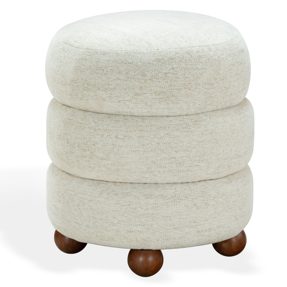Safavieh - Cecelia Round Channel Tufted Ottoman / Taupe / Walnut - SFV5133I view 3