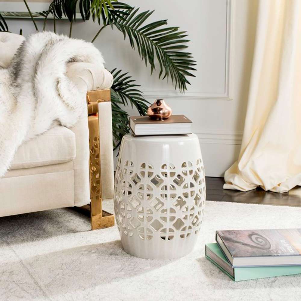 Safavieh - Circle Lattice Garden Stool - Creme - ACS4508B veiw 1