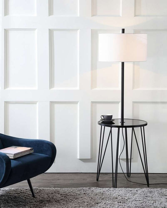 Safavieh - Ciro Floor Lamp Side Table - Black - White - FLL4010A veiw 2