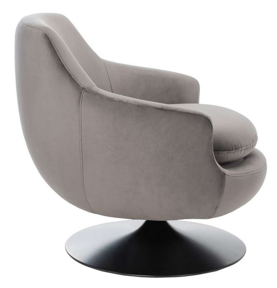 Safavieh - Couture - Citrine Velvet Swivel Chair - Dark Grey - Black - SFV4743B veiw 4