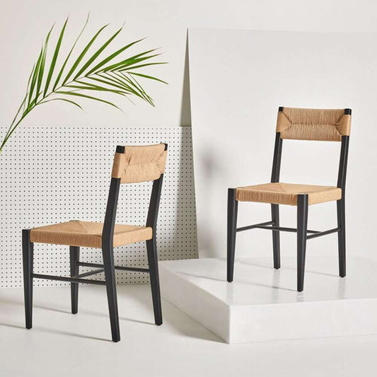 Safavieh - Couture - Cody Rattan Dining Chair - Black - Natural (Set of 2) - SFV4104A-SET2 veiw 2