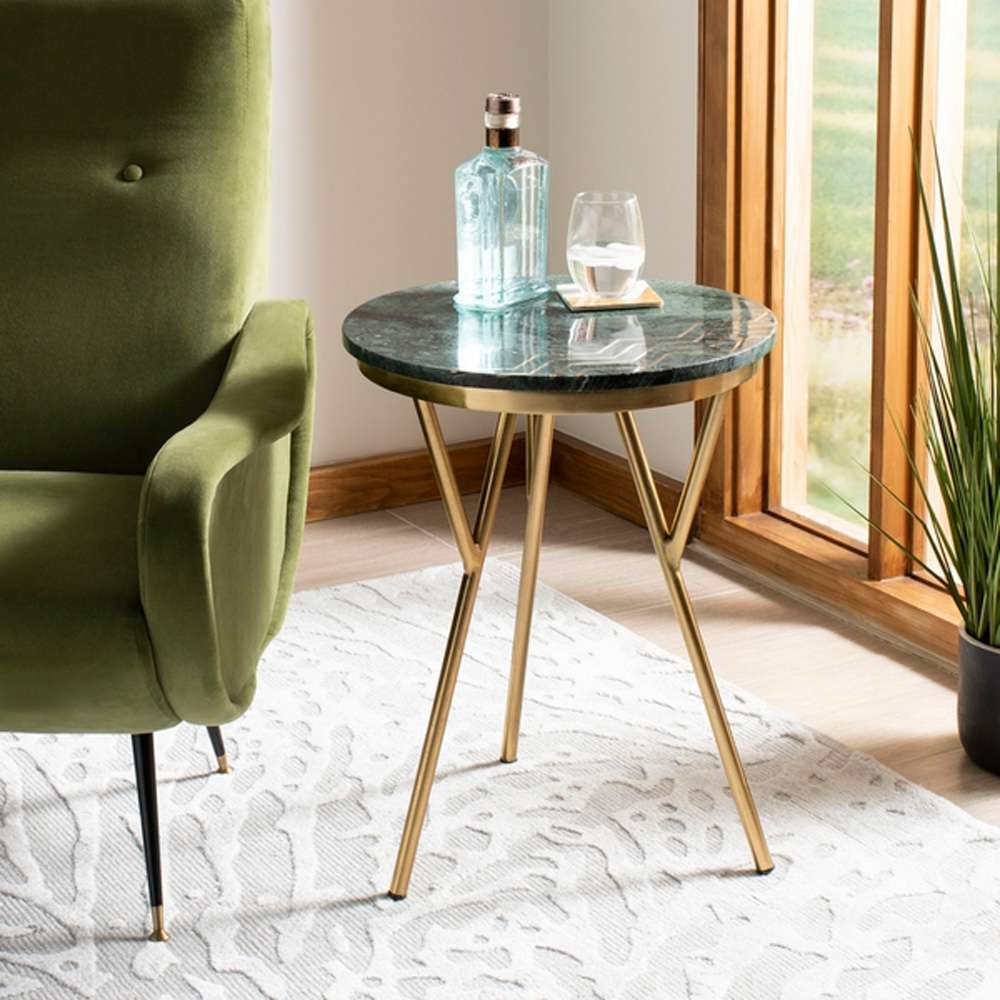 Safavieh - Coletta Marble Accent Table - Dark Green - Brass - ACC7201A veiw 4