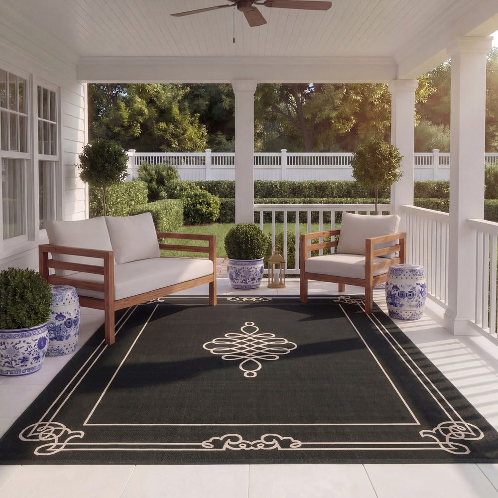 Safavieh - Courtyard 6788-26 Black Cream - 6" X 8" - CY6788-26-68 view 2