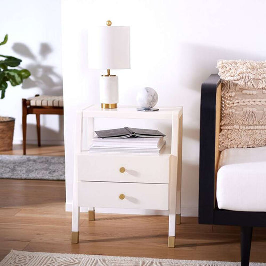 Safavieh - Cove 2 Drw 1 Shlf Accent Table - White - Gold - ACC6602B veiw 2