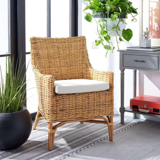 Safavieh - Cristen Rttn Acct Chair W/Cush - White - Natural - ACH6513B veiw 2