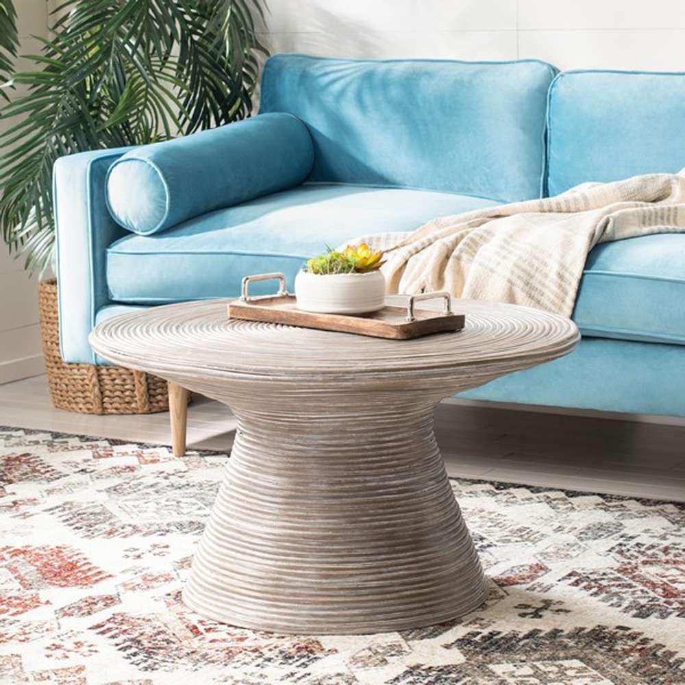 Safavieh - Cristina Rattan Coffee Table - Grey White Wash - COF6503A veiw 2