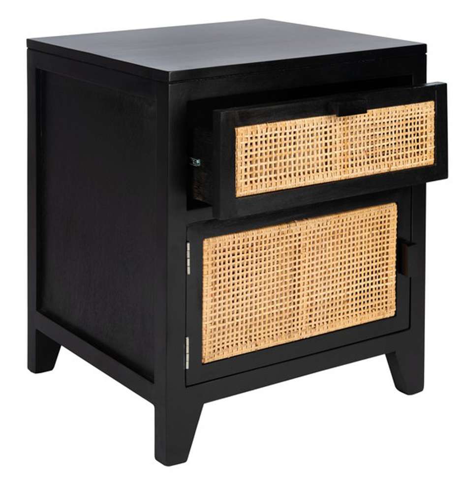 Safavieh - Devon 1 Drwr 1 Door Nightstand - Black - Natural - NST4002D veiw 4