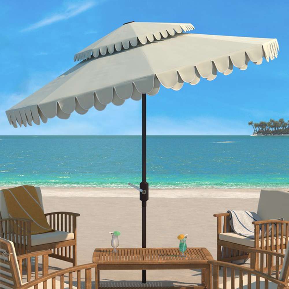 Safavieh - Elegant 9Ft Double Top Umbrella - Beige - White - PAT8206C veiw 2