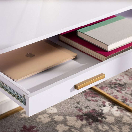 Safavieh - Elodie 1 Drawer Desk - White - Gold - DSK2209A view 2