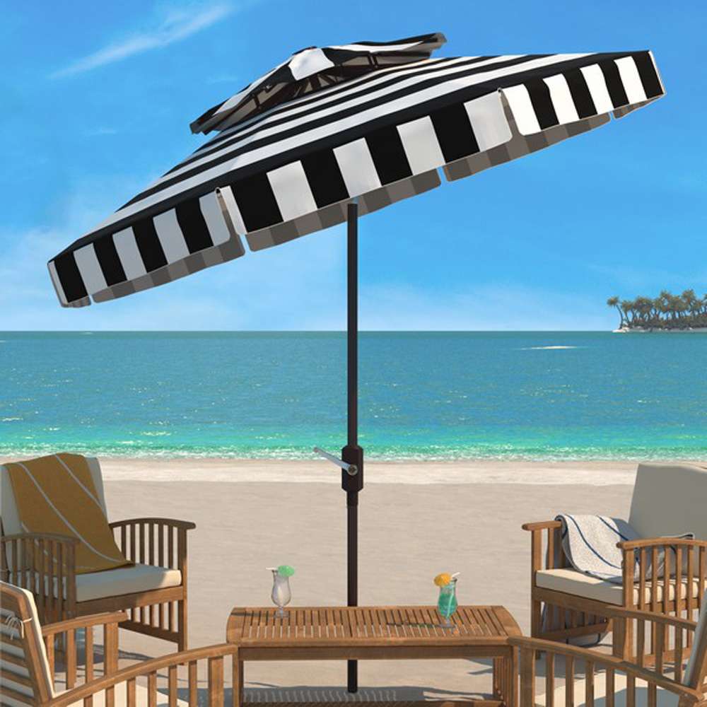 Safavieh - Elsa Fashn 9Ft Dbltop Umbrella - Navy - White - PAT8203B veiw 2