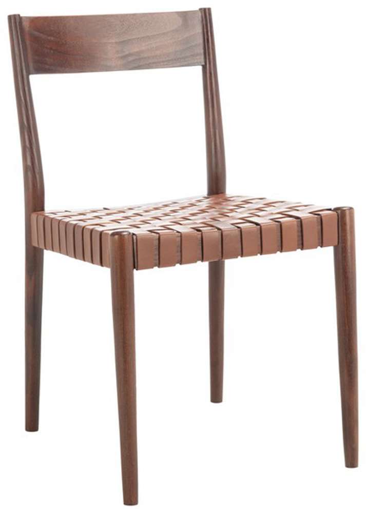 Safavieh - Eluned Leather Dining Chair - Cognac - Brown (Set of 2) - DCH1201A-SET2 veiw 4