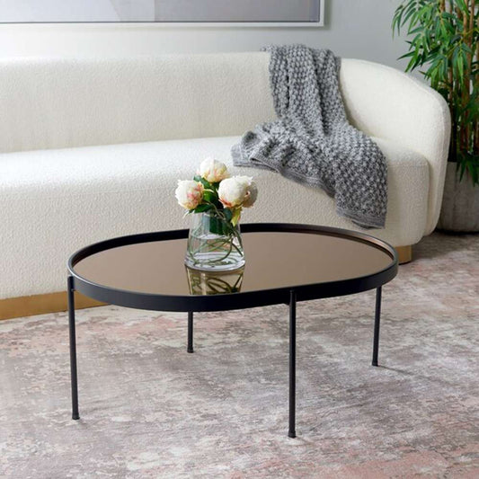 Safavieh - Emmerich Mirrored Coffee Table - Rose Gold - Black - COF4218A veiw 2