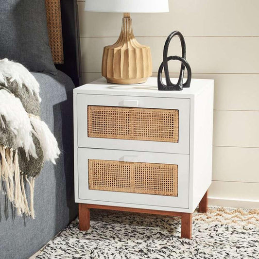 Safavieh - Erica 2 Drawer Nightstand - White - Natural - NST4006B veiw 2