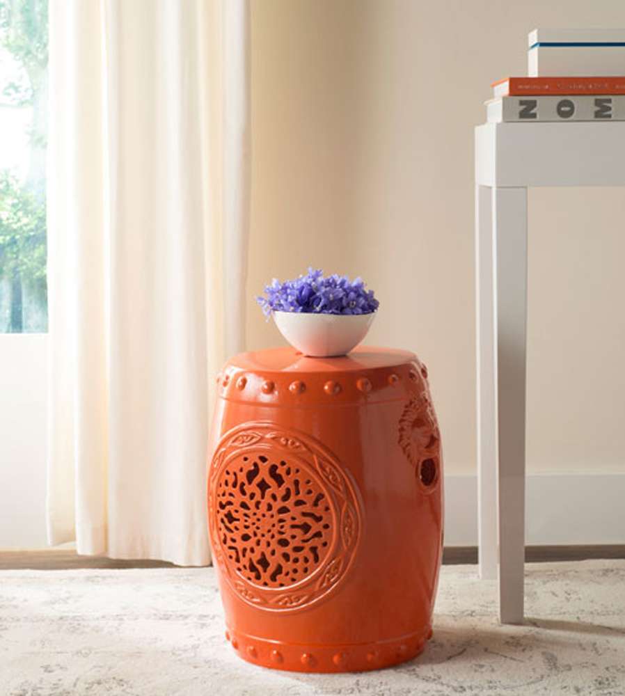 Safavieh - Flower Drum Garden Stool - Orange - ACS4532D veiw 1