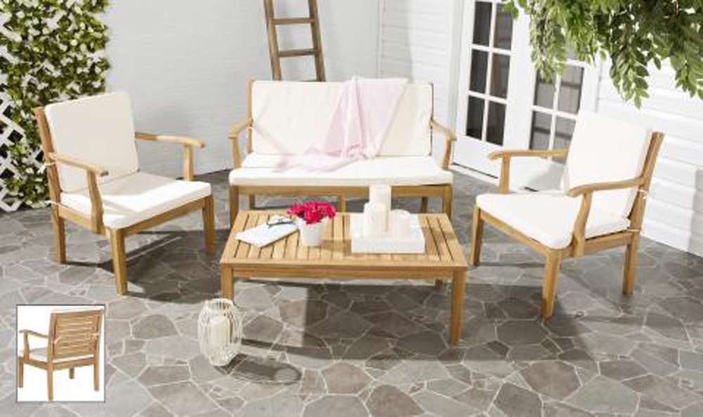 Safavieh - Fresno 4Pc Outdoor Set - Natural - Beige - PAT6711A veiw 1