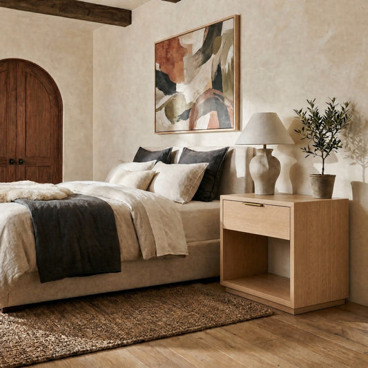 Safavieh - Gabribecca Wood 1 Drawer Nightstand / Greige Oak / Brass - SFV4278A view 2