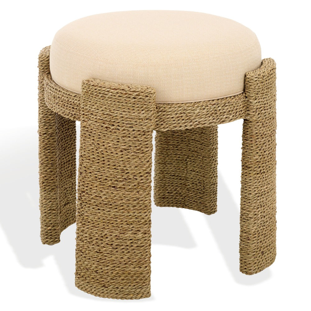 Safavieh - Grimaldi Woven Seagrass Round Ottoman / Natural / Beige - CWK2042A view 2