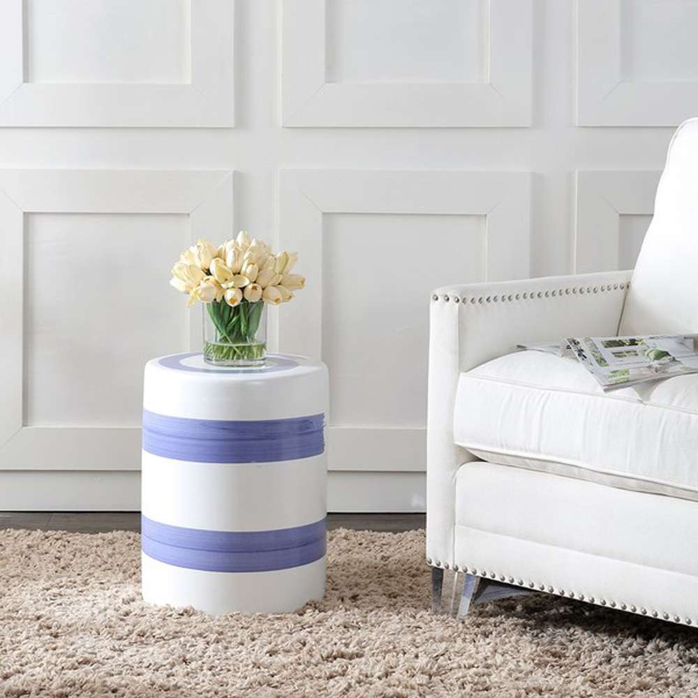 Safavieh - Hael Garden Stool - Blue - White - ACS4584A veiw 1