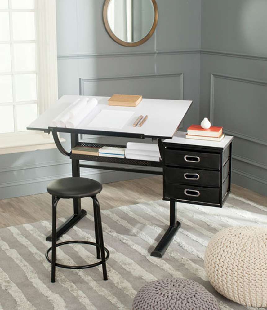 Safavieh - Harvard Writing Desk - Black - White - FOX2218A veiw 2