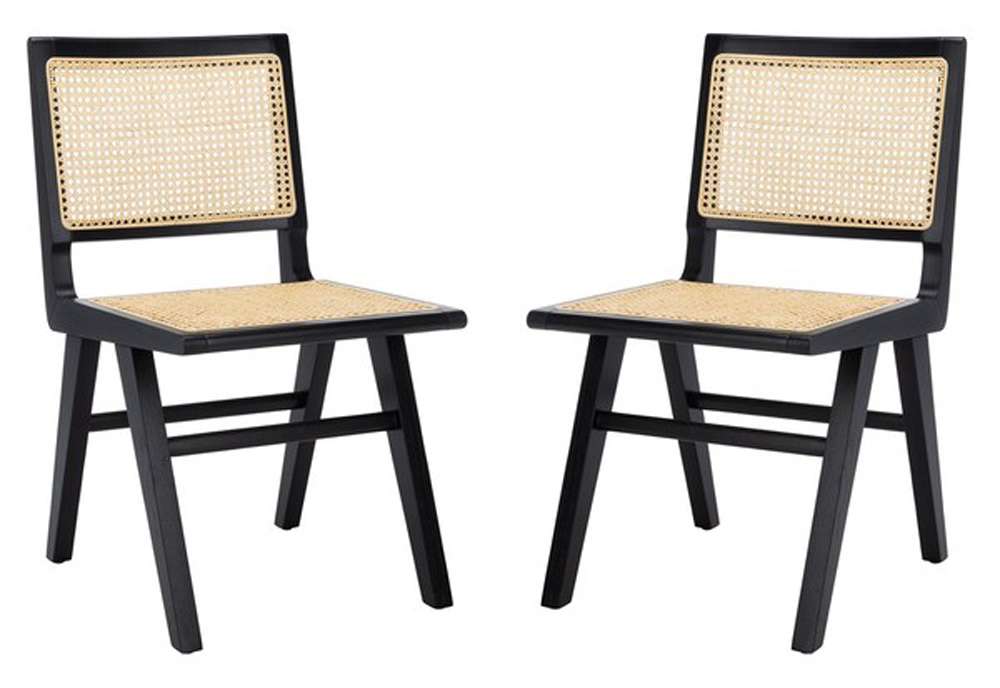 Safavieh - Couture - Hattie French Cane Dining Chair - Black - Natural (Set of 2) - SFV4101A-SET2 veiw 1