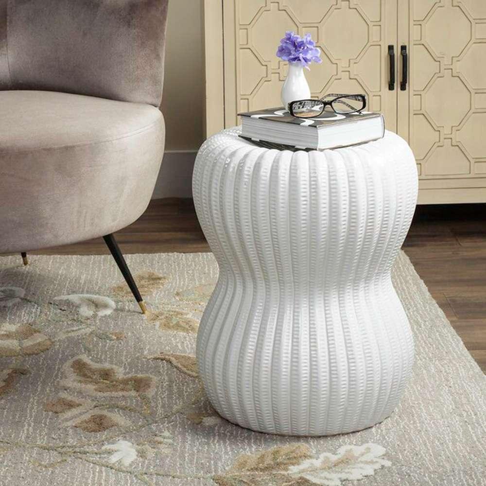 Safavieh - Hour Glass Garden Stool - White - ACS4518A veiw 1