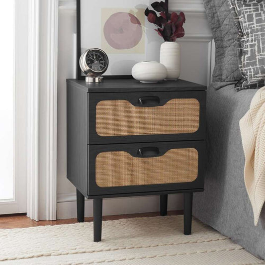 Safavieh - Irelia 2 Drawer Nightstand - Black - Natural - NST9602B veiw 2