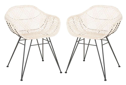 Safavieh - Jadis Leather Dining Chair - White - Dark Grey (Set of 2) - DCH4002A-SET2 veiw 2