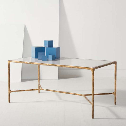 Safavieh - Couture - Jessa Metal Coffee Table - White - Brass - SFV9520C veiw 2