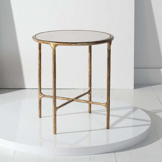 Safavieh - Couture - Jessa Metal Round End Table - White - Brass - SFV9505C veiw 2