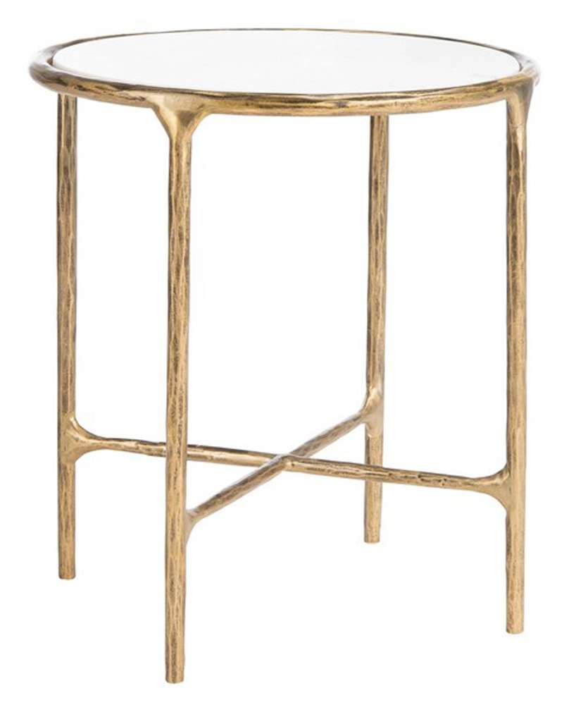 Safavieh - Couture - Jessa Metal Round End Table - White - Brass - SFV9505C veiw 3
