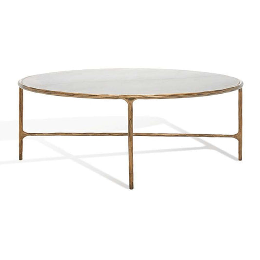 Safavieh - Couture - Jessa Oval Metal Coffee Table - White - Brass - SFV9521C veiw 2