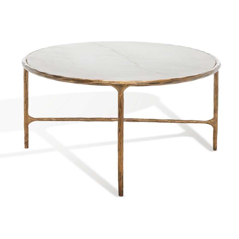 Safavieh - Couture - Jessa Oval Metal Coffee Table - White - Brass - SFV9521C veiw 4