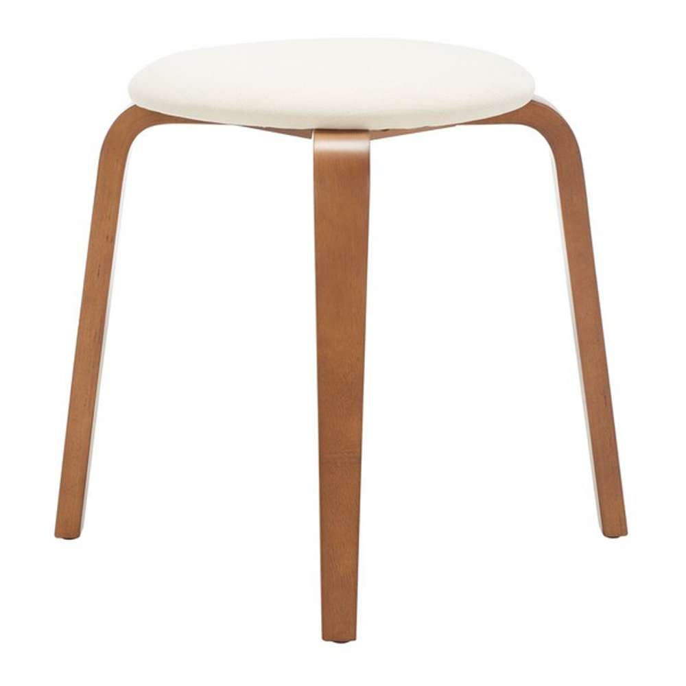 Safavieh - Jo Upholstered Stackable Stool - Walnut - Cream - STL1001B veiw 4