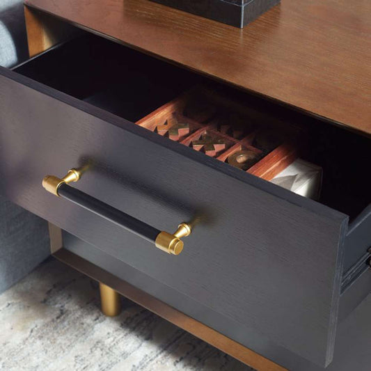 Safavieh - Justice 2 Drawer Nightstand - Walnut - Black - NST6402A veiw 2