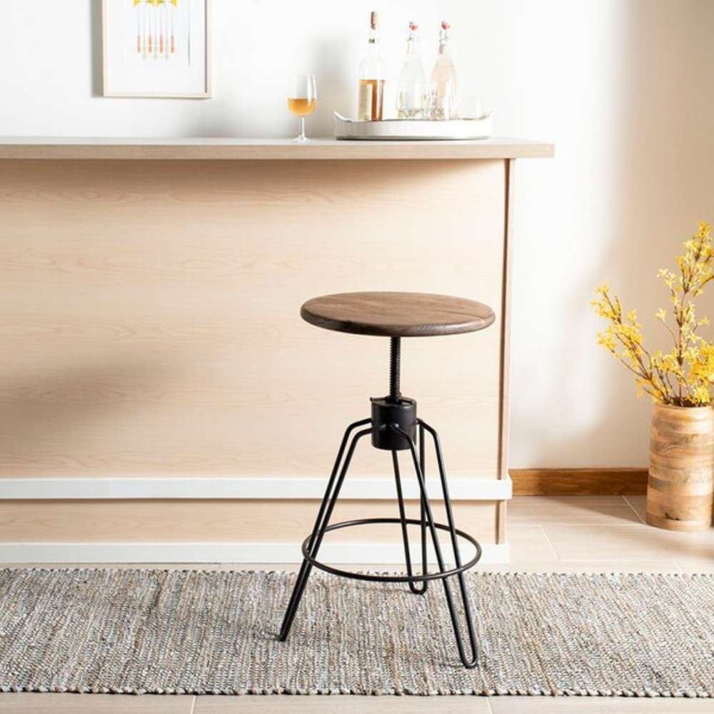 Safavieh - Kai Swivel Counterstool - Honey Natural - Black - BST3700A veiw 2